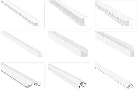 HEXIM Profili di finitura per bordo per pannelli di rivestimento, profili ad H- U- e angolare, plastica PVC, connettore a profilo angolare, profilo a U HJ 254, 19 x 35 mm