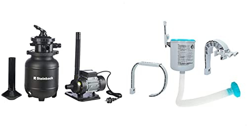 Steinbach Filteranlage Active Balls+, Umwälzleistung 3,8 m³/h, 230 V/200 W, 7-Wege-Ventil, Ø 32/38 mm & Intex Deluxe Einhängeskimmer für Intex Pools, Großer Filterkorb Ø 16 cm, Anschluss Ø 40 mm