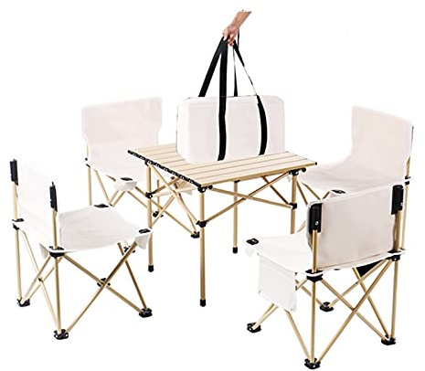 Campingtische StüHle 5-teiliges Klapptisch-Set Aus Aluminiumlegierung, Tragbare Tische Für Den Innen- Und Außenbereich, Geeignet Für Garten-Strandtisch Im Innenhof 53x51x50cm