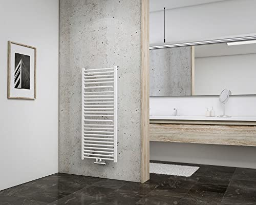 Schulte Bad-Heizkörper Orlando, 153,5x50 cm, 742 Watt, Anschluss unten, alpin-weiß, Design-Heizkörper mit Handtuchhalter-Funktion, RESTPOSTEN