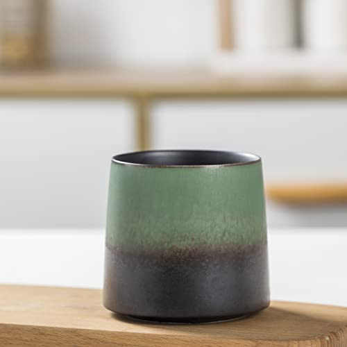 10 (oz.) Ninguna cerámica de la salud de aluminio Taza de agua China Restauración de formas antiguas de la porcelana tazas para el agua, el café, el jugo y los cócteles (verde)