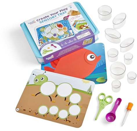 Bandeja sensorial para diseñar Tus Propios Juegos de Learning Resources, Juego con Piezas Sueltas, Juguetes para desarrollar motricidad Fina para niños de 3 años, bandejas sensoriales con Tapa
