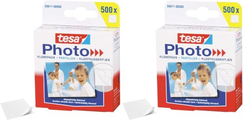 tesa Photo Klebepads - Beidseitig klebend zur Erstellung eines Fotobuches - 500 Stück (Packung mit 2)