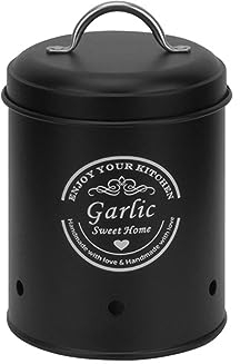 kowaku Boîtes de Cuisine Boîtes de Rangement de Légumes de Cuisine Pots en Métal Multifonctionnels Bac de Rangement Pomme de Terre Oignon Ail pour, Petit Noir