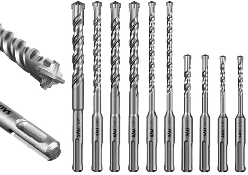 SALI SDS Plus Bohrer Set Ø 5-12mm 10tlg. Hammerbohrer Set Betonbohrer mit 4 Hartmetall Spitze & Präzises Schnelles Bohren in Beton Zubehör Bohrhammer Steinbohrer für Stahlbeton 10PCS SDS Plus Hammer