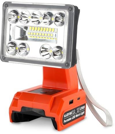 1000LM Cordless Light for BLACK+DECKER 20V Max Lithium-ion Battery, Portable LED Spotlight with USB & TYPE-C Port, 19W LED Work Light Use for Emergencies, Camping, Outdoor, Indoor