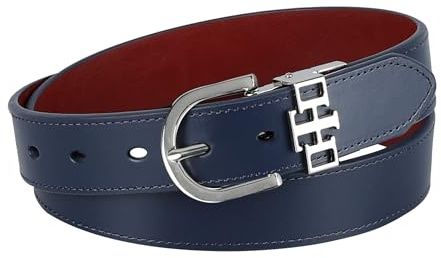 Tommy Hilfiger wendbarer Ledergürtel – Casual für Herren Jeans mit doppelseitigem Riemen und silberfarbener Schnalle