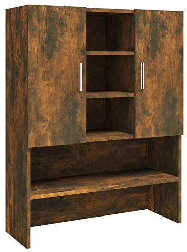 Gecheer Mobile,Armadio,Superiore,per Lavatrice,Moderno,in Truciolato,Rovere Fumo,70,5x25,5x90 cm,Mobile per Lavatrice con Scomparti,Mensola per Lavatrice Moderna