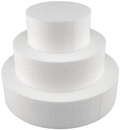 Cake Company Torten Dummy Set 3 Etagen | 15cm hohe, hochwertige Styropor Torte | Deko-Torte 20cm x 15cm x 10cm - 5cm Höhe | weiß (3 Stöckig)