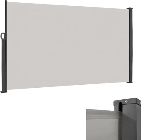 CEEDIR Toldo lateral extensible, 200 x 300 cm, protección visual, protección solar, estor lateral, opaco, tela de toldo, protección contra el viento, para terraza, balcón, gris