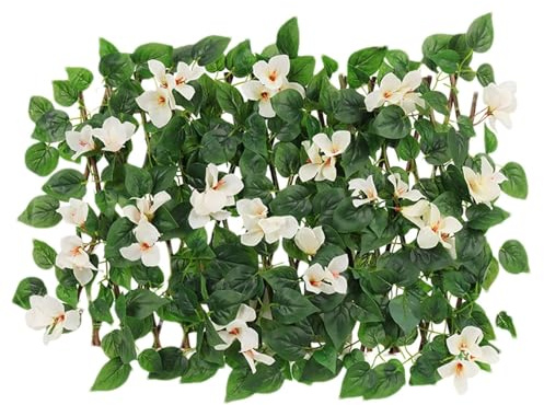 Haie Artificielle Feuille De Lierre Clôture De Jardin Rouleau Écran De Confidentialité, Panneaux Muraux De Fond De Plante Verte Extérieure, Faux Treillis De Fleurs Rétractable For Décor De Patio De Ba