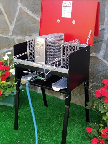 Barbecue Mod. PIC-NIK avec Brasero à gaz GPL, portable, complet avec accessoires, cuisson verticale sans fumée, barbecue à gaz, grilles en acier inoxydable. Barbecue vertical. Barbecue vertical.
