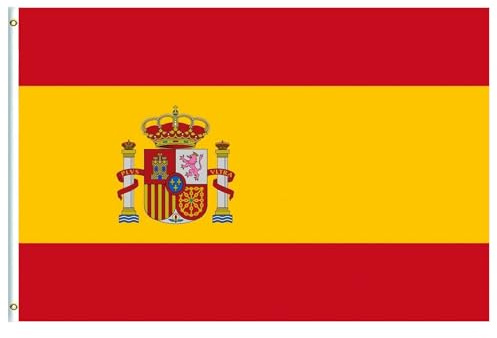 Spanien Flagge 90x150cm Mit Messing-Ösen, Nationalflagge für Oly Deko 2024, Euro Fußball EM Fahne, Fanartikel