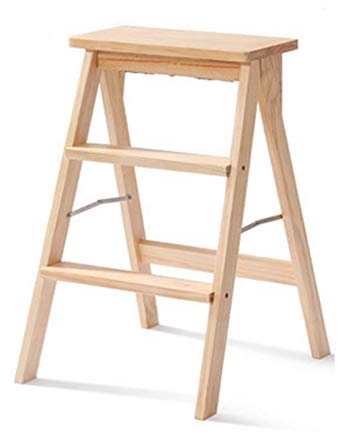Escabeau en Bois Massif, échelle Pliante en 3 marches, Petite échelle ascendante Simple, Tabouret de Bar Portable Facile à Ranger C/B