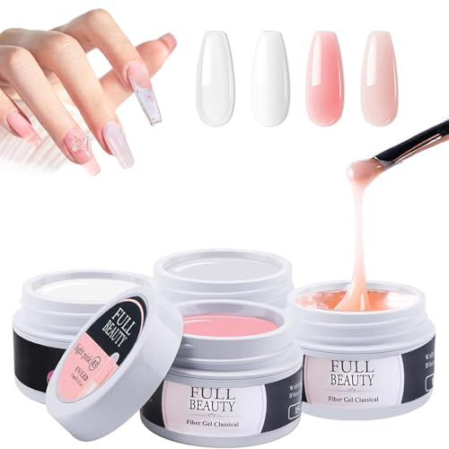 4x15ml Aufbau Gel for Acrylic & Press-On Nails,4 Farben Professional Nagelgel (Gel für Nägel),Easy Home DIY Kit für Gelnägel,Gift für Kunstnägel