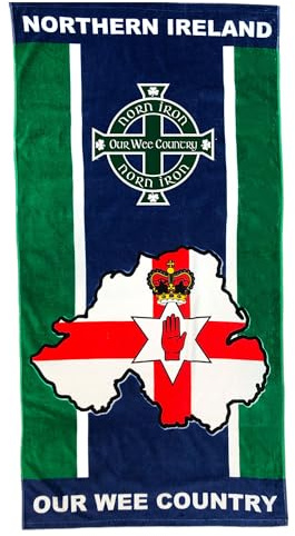 Beyond Happy Northern Ireland Giant Flag Beach, Pool & Bath Towel, 100% Cotton & 150cm X 75cm, Northern Ireland Ulster Our Wee Country Holiday Beach Towel, Big Towel for Northern Ireland Sports Fans