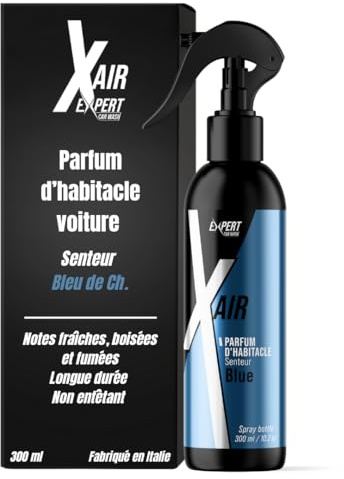 X Air - Parfum Voiture Intérieur Spray 300 ml, Senteur Bleu Channel | Non Entêtant, Désodorisant Voiture Longue Durée, Élimine Odeurs Tabac et Animaux, Fabriqué en Italie