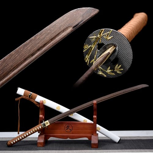HJHUUA Bokken Blanco Hecho a Mano de 103 cm,Espada samurái de Palisandro Natural,Espada de Entrenamiento Katana de Madera para Regalos,decoración,Accesorios de Cosplay,exhibición de práctica de Kendo