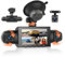 Cámara de salpicadero de 4 canales de 360° para coche frontal y trasero, cámara DVR 1080P de 3 pulgadas con tracción trasera de 480 grados + sensor G, visión trasera, visión nocturna, grabación en