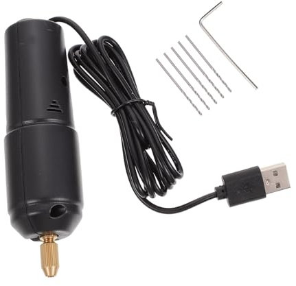 UKCOCO 1 Juego minitaladro electrico Perforar batería portátil sin cable amoladora USB taladro manual ahoyadora manual taladro perla de mano mini taladro de mano electrico plástico Black