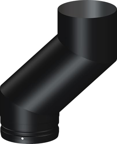 6 inch Double Bend Flue Pipe, 150mm, Short Offset, Single Wall, Black