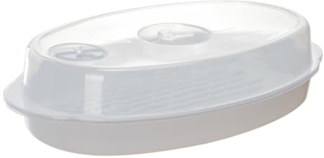 KICHOUSE Piastra Microonde Coperchio Bianco Per Cottura a Vapore, Utensile Da Cucina Per Pesce, Sicurezza e Salute, Facile Da Usare in Casa