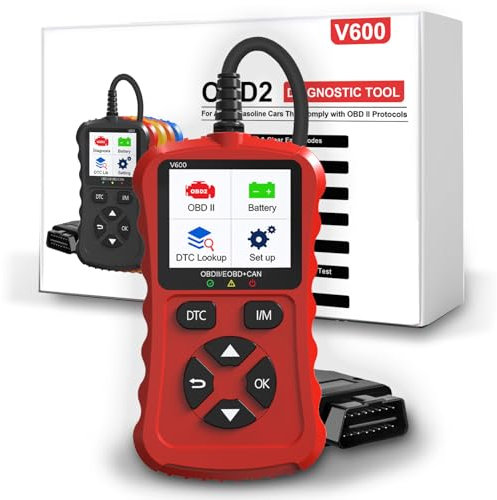 Dispositivo de diagnóstico automático Lector de código de escaneo iKiKin obd2, Lector automático de código de Error para Todos los vehículos OBD II/eobd, Rojo Brillante
