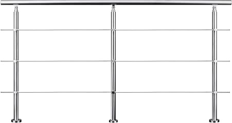 AICA Barandilla de escalera de acero inoxidable - pasamanos de escalera para interior y exterior escaleras, parapeto, balcón (200 cm 3 barras transversales ）