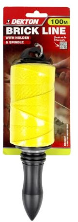 Dekton 100m Brick Line with Holder | High-Visibility 100m Masonry String | Plastic Spindle Handle & Lock | Ideal for Bricklaying & Construction Work