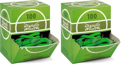 Wilkinson Sword Hospital - Caja de 100 Cuchillas de Afeitar unisex, verdes, de Acero aleado, Desechables con Caja Dispensadora Aptas para Uso Pre-Operatorio en Hospitales y Centros Sanitarios