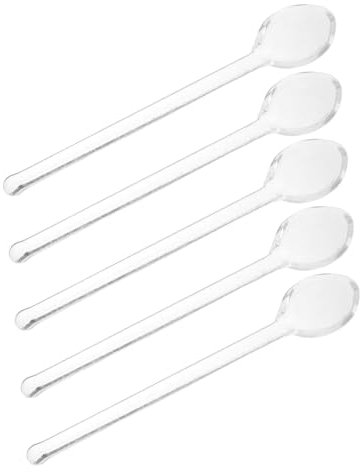 Hemobllo 5pcs Mini High Borosilicate Glass Coffee Spoon for Stirring Hot Drinks Like Coffee Tea Multi-use Glass Stirrer Spoons for Home