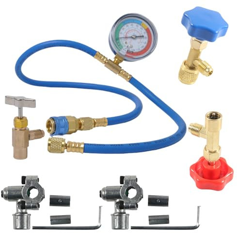 Kit De Recarga De Refrigerante R134a,Recarga De Refrigerante R-134a Para Automóviles - Suministros Automotrices De Precisión Para Detección De Fugas, Diagnóstico Y Mantenimiento De Sistemas De Refrige