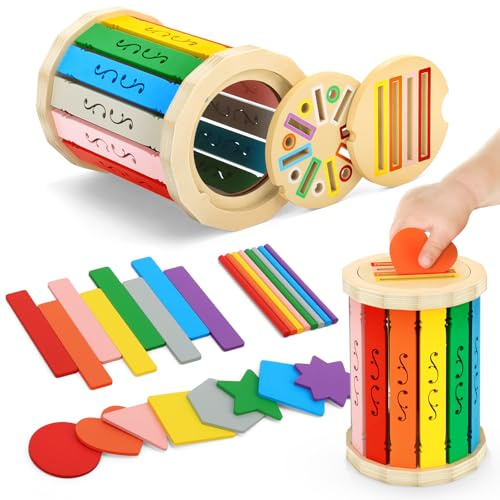 Aolieh Montessori Spielzeug ab 1 Jahr, 3-in-1 Montessori Spielzeug ab 1 2 3 Jahre Mädchen Jungen Baby Spielzeug Geschenk Farbe Sortierspiel Kinderspielzeug Motorikspielzeug Holzspielzeug ab 1 Jahr