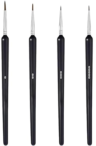 4 PCS Fine Detail Paint Brush Set – Precision Mini Thin Paint Brushes in Sizes 0, 00, 000, 0000 – Ideal for Acrylic, Oil, Watercolour, Nail Art & Model Painting – Wooden Handles (Black)