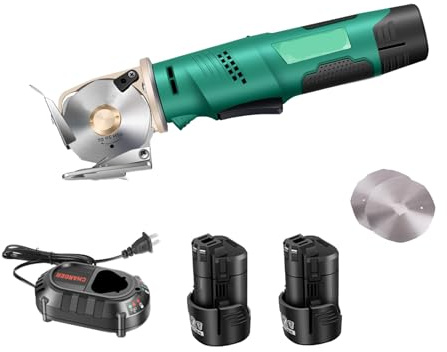 Forbici Elettriche Portatili Per Il Taglio Di Tessuti Senza Fili, Silenziose, Con 1 O 2 Batterie, 2 Lame, Spessore Di Taglio Massimo 25 Mm/33 Mm, Con Blocco Sicurezza Per Tessuti, Pelle E Moquette