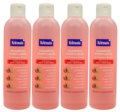 Shampoo Purificante al Ginepro Rosso, 250 ml, Speciale Anti-Forfora, Modera la Secrezione Sebacea e la Desquamazione, Purifica il Cuoio Capelluto (4 Unità)
