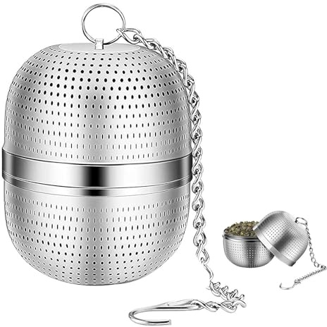 tea infuser, tea strainers for loose tea, stainless steel tea strainer ball with Chain, for Teapots Cups Mugs to Brewing Steeping Loose Leaf, Scented Tea