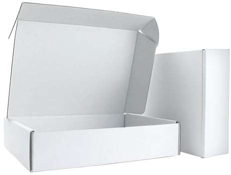 23 x 16 x 5 cm weiße Versandkartons mit Klappdeckel, 25er-Pack