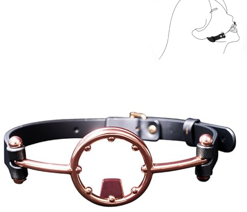 Metall Mundspreizer BDSM Knebel aus Leder Ring Gag Mundknebel für Bondage Fetisch Erotikspielzeug mit verstellbarem Kopfband diskrete Verpackung