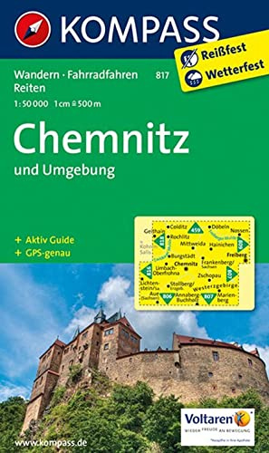 KOMPASS Wanderkarte 817 Chemnitz und Umgebung 1:50.000: Wanderkarte mit Aktiv Guide, Rad- und Reitwegen.