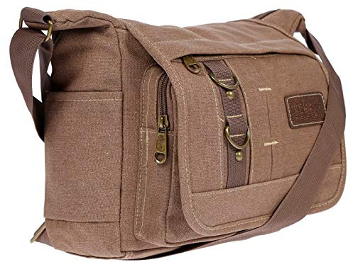 Christian Wippermann Handtasche Damen Umhängetasche - Hochwertig, Strapazierfähig, Wasserfest, Mittelgroß 25x23x10-12 cm - Klettverschluss, Reißverschlüsse - Crossbody Schultertasche - Braun