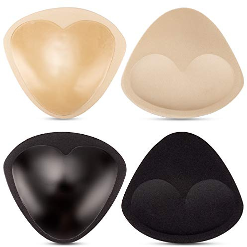MELLIEX 2 Paia Imbottiture Reggiseno, Inserti Reggiseno Push Up Adesivi per gli Sport Bikini (Nero + Marrone, Large)