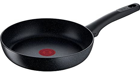 Tefal G28104 Black Stone Frying Pan 24 cm | Mineralia+ Non-Stick Coating | Safe | Thermal Signal | Suitable for Induction Cookers | Healthy Cooking | Stone Effect | Black