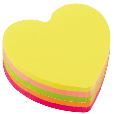D.RECT – 110799 självhäftande lappar kuber Super Sticky Notes | Anteckningar | Självhäftande lappar i 70 x 70 mm 400 ark hjärta neon