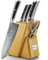 Sunnecko Couteaux de Cuisine en Damas 67 Couches, Set Couteau Cuisine Professionnel 4 Pièces, avec Bloc en Bois Coloris Naturel et Ciseaux Cuisine, Couteau Office Japonais Chef