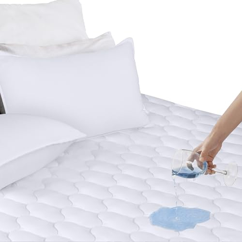 Utopia Bedding Gesteppte wasserdichte Matratzenauflage 140 x 200 cm, Matratzenauflage, Wasserdichter Matratzenschoner, Dehnbar Auf 30 cm (weiß)