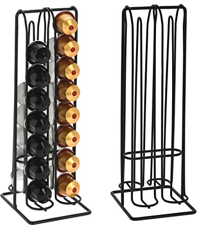 HAC24 2er Set Kapselhalter Kapselspender für Nespresso-Kapseln je 32 Kaffeekapseln Kapsel Ständer Halter Spender zur Aufbewahrung Kapselständer Stahl Kaffeekapselhalter