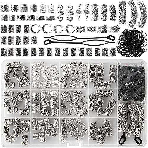 152 Stück Dreadlocks Schmuck,Dreadlocks Dekoration Loc Haarschmuck für Frauen Zöpfe Haarschmuck Nachahmung Holzperlen Metall