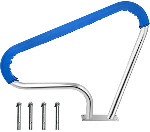 Plerile Pool Handlauf Geländer Edelstahl 304, 98 * 81cm Schwimmbad Haltegriff Mit Blauer Griffabdeckung 150KG Tragfähigkeit, Rostfrei Humanisierte Pooltreppe Handläufe (Size : 1 Pack)