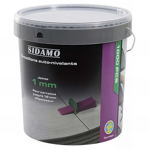 Seau de 1000 croisillons 1 mm auto-nivelants de 3 à 12 mm
